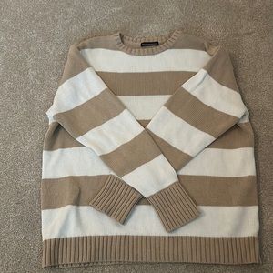 Brandy Melville Oversized Striped Tan Sweater